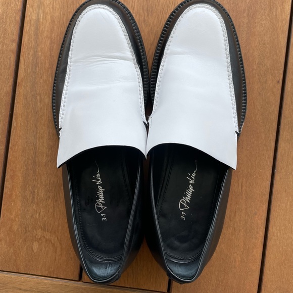 3.1 PHILLIP LIM LEATHER BLACK AND WHITE LOAFERS | SIZE 40 or a US SIZE 8-8.5 | main image 12